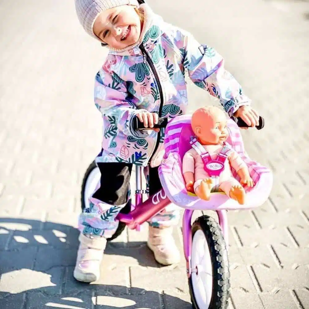 Cruzee 12 Balance Bike Pink Girl with Doll Seat Xchange Sports